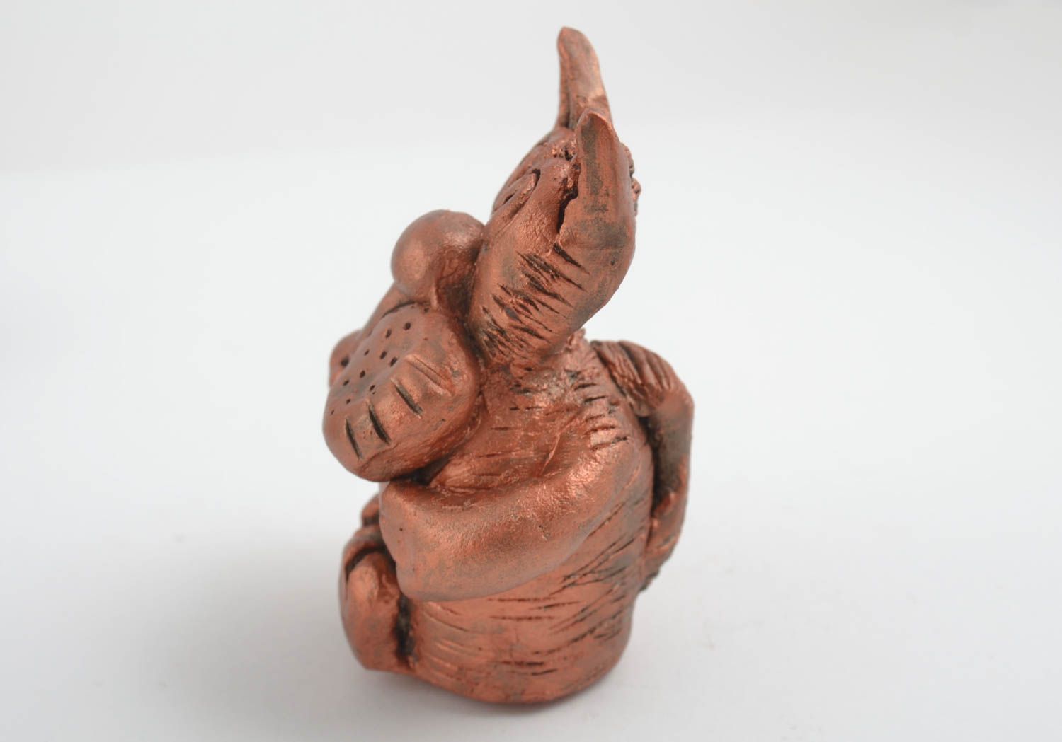 Unusual handmade clay figurine cat ceramic statuette the living room photo 3
