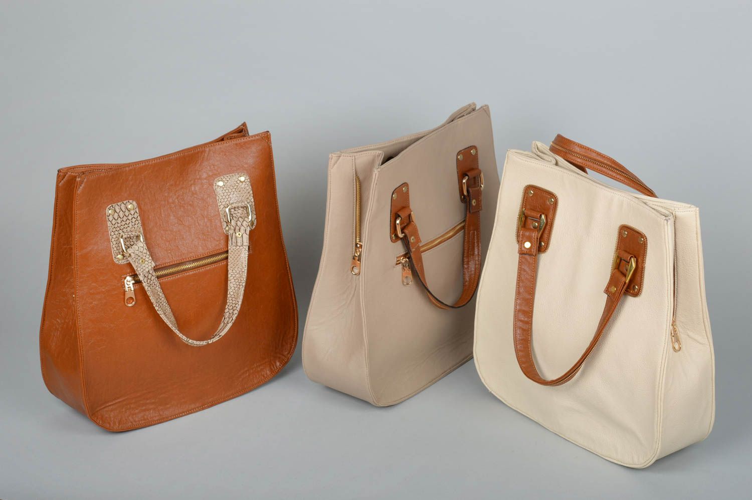 Handmade bag shoulder bag brown leatherette bag present for women stylish bag photo 1