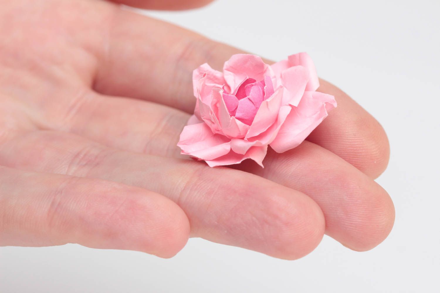 Fleur en papier pour scrapbooking faite main décorative peinte couleur rose photo 5