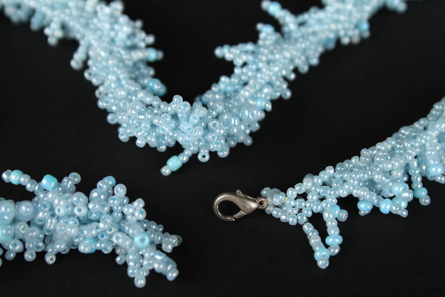 Designer Schmucke in Blau handmade schönes Damen Collier Modeschmuck Ohrringe  foto 3
