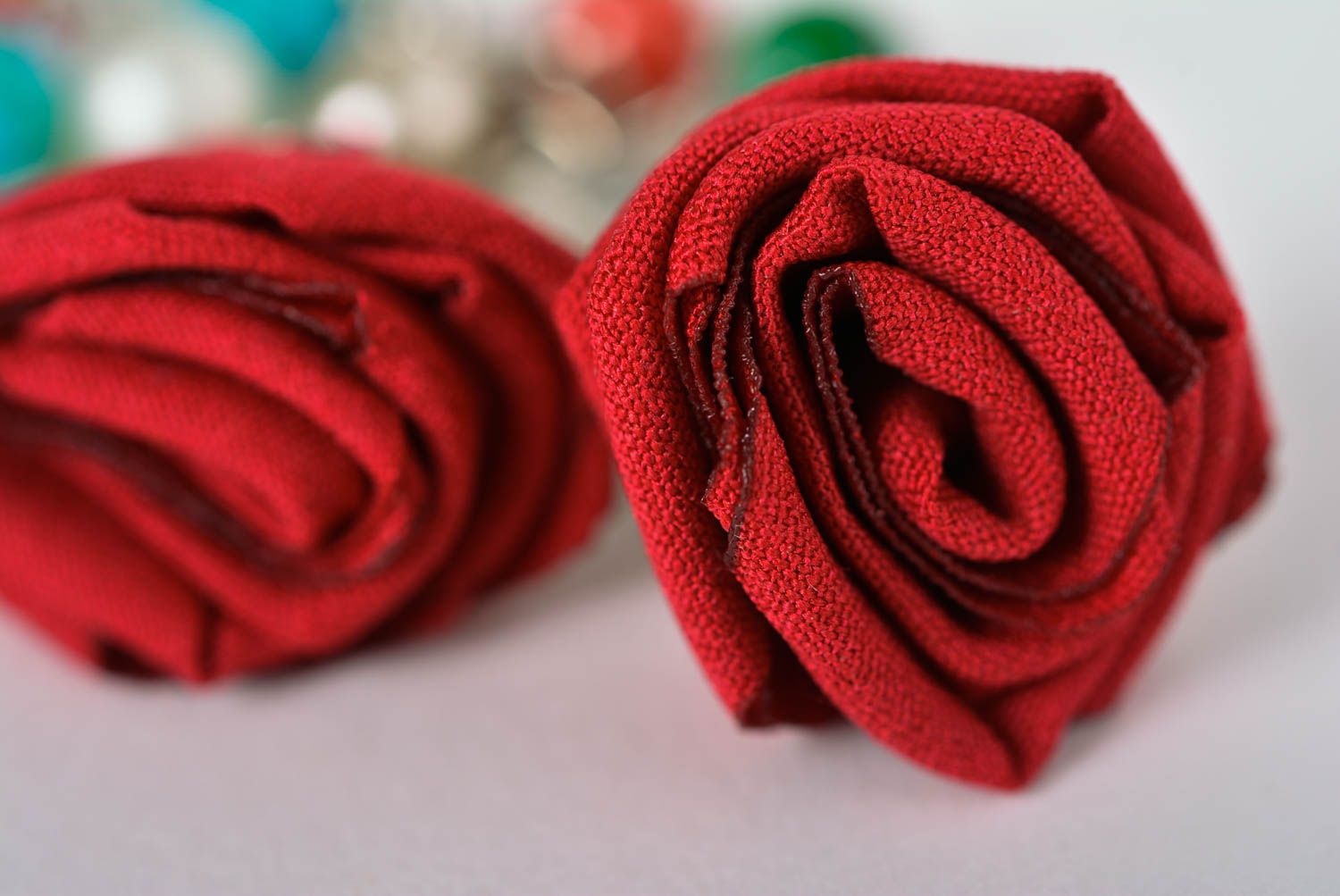 Handmade long earrings stylish flower earrings cute red roses earrings  photo 5
