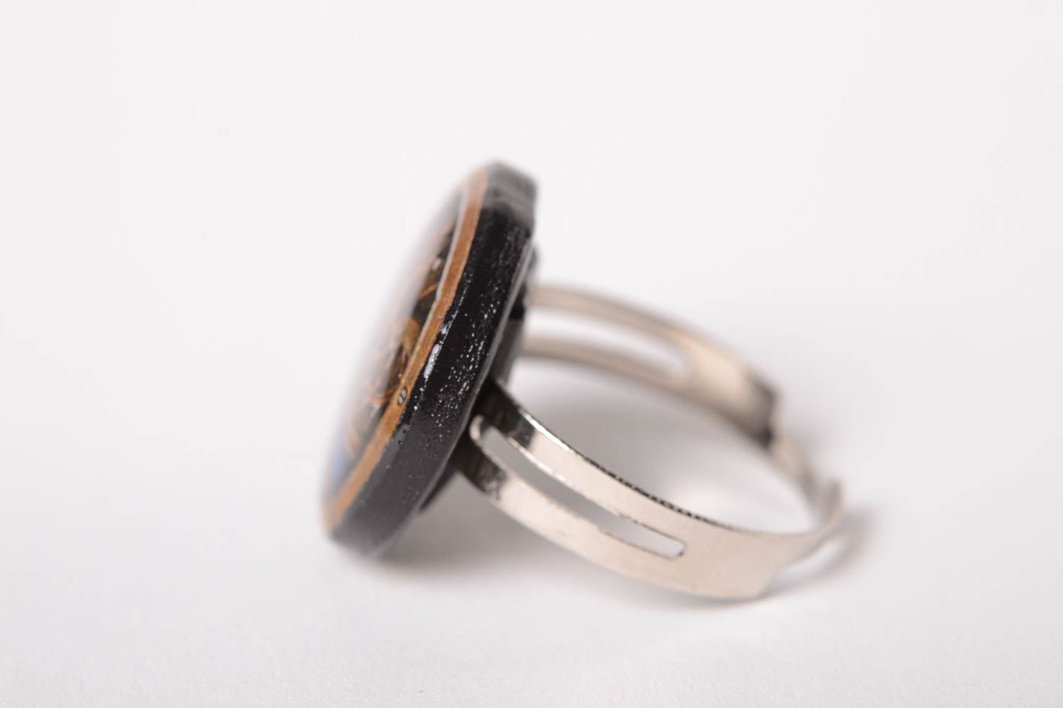 Кольцо ручной работы кольцо для девушек украшение из полимерной глины круглое фото 4