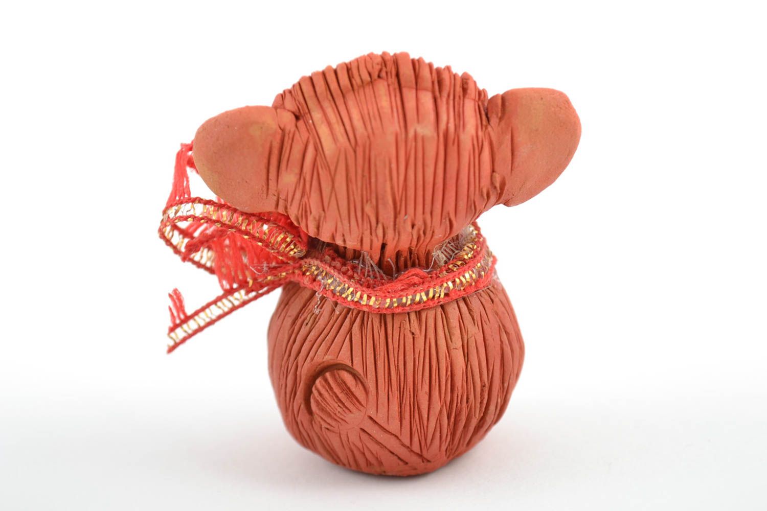 Kleine braune handmade Keramik Figur Affe mit Acrylfarben Bemalung für Dekor foto 4