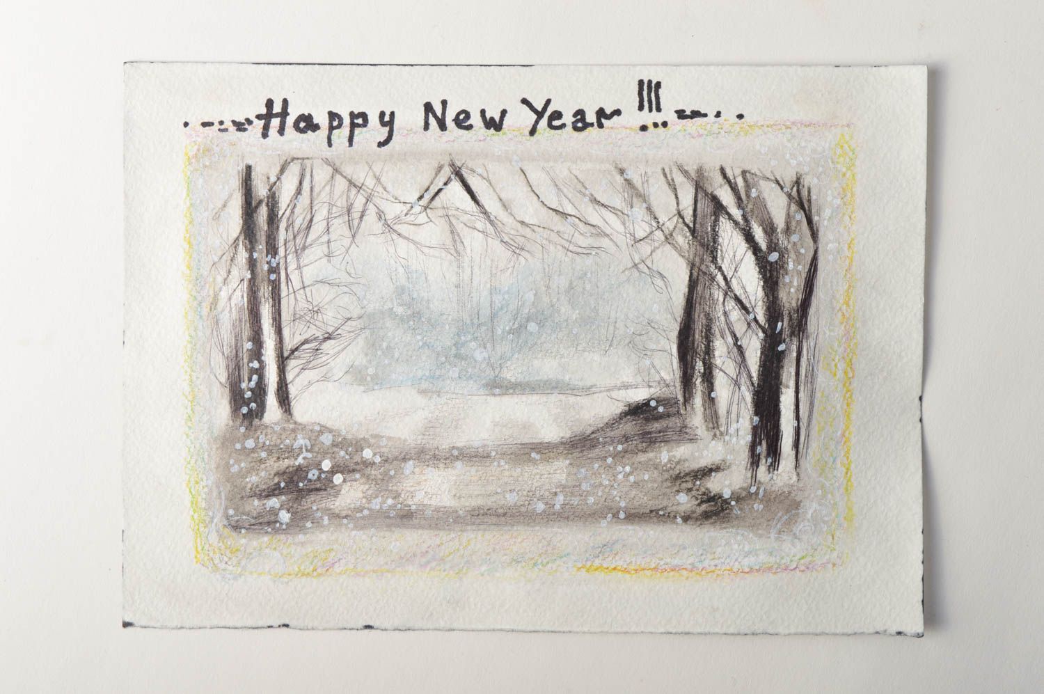 Tarjeta navideña hecha a mano con paisaje postal de felicitación regalo original foto 2
