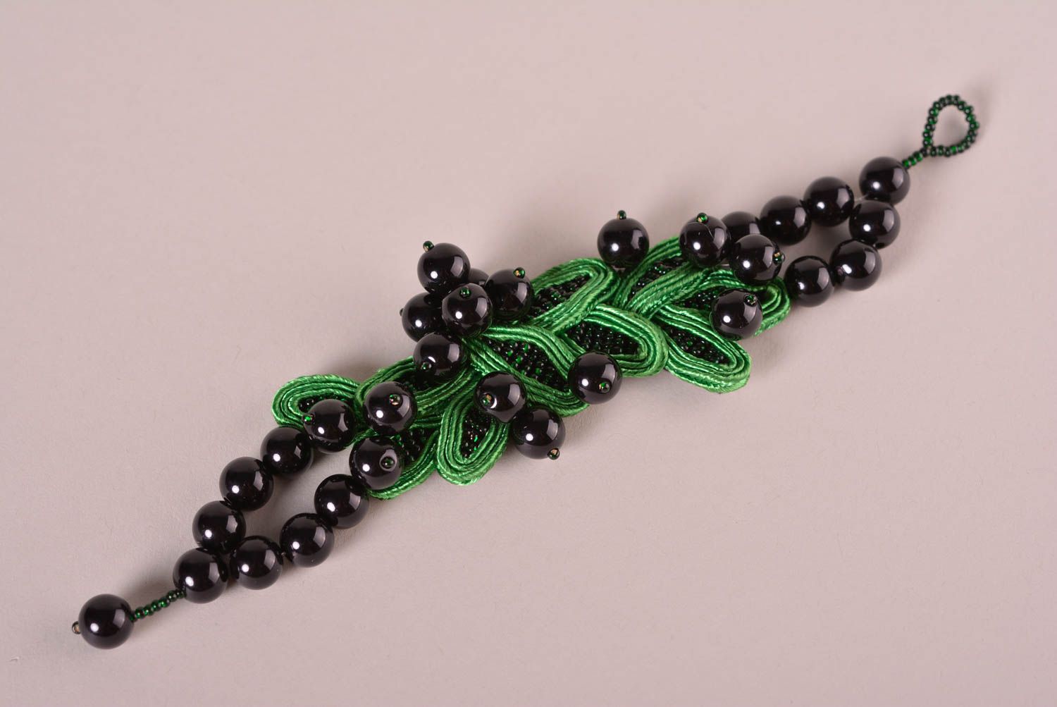 Green handmade soutache bracelet textile bracelet beaded bracelet designs photo 3
