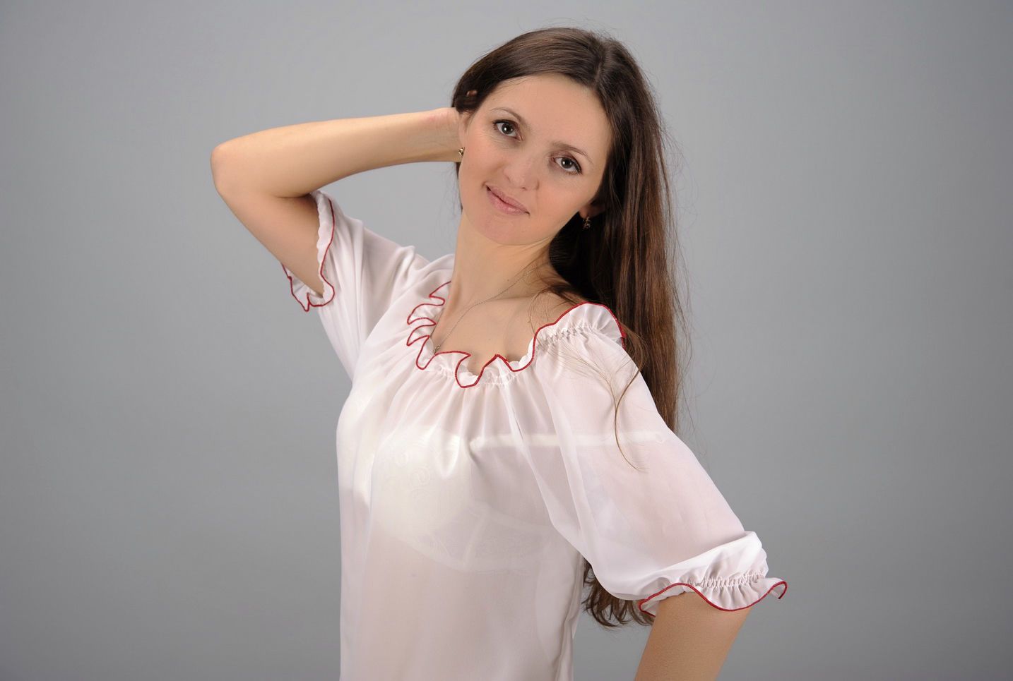 Chiffon blouse with short sleeves photo 1