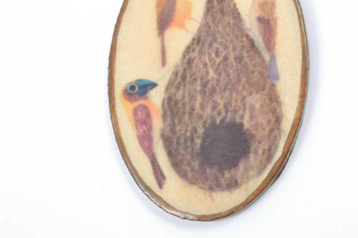 Ovale Ohrringe aus Holz Decoupage foto 5