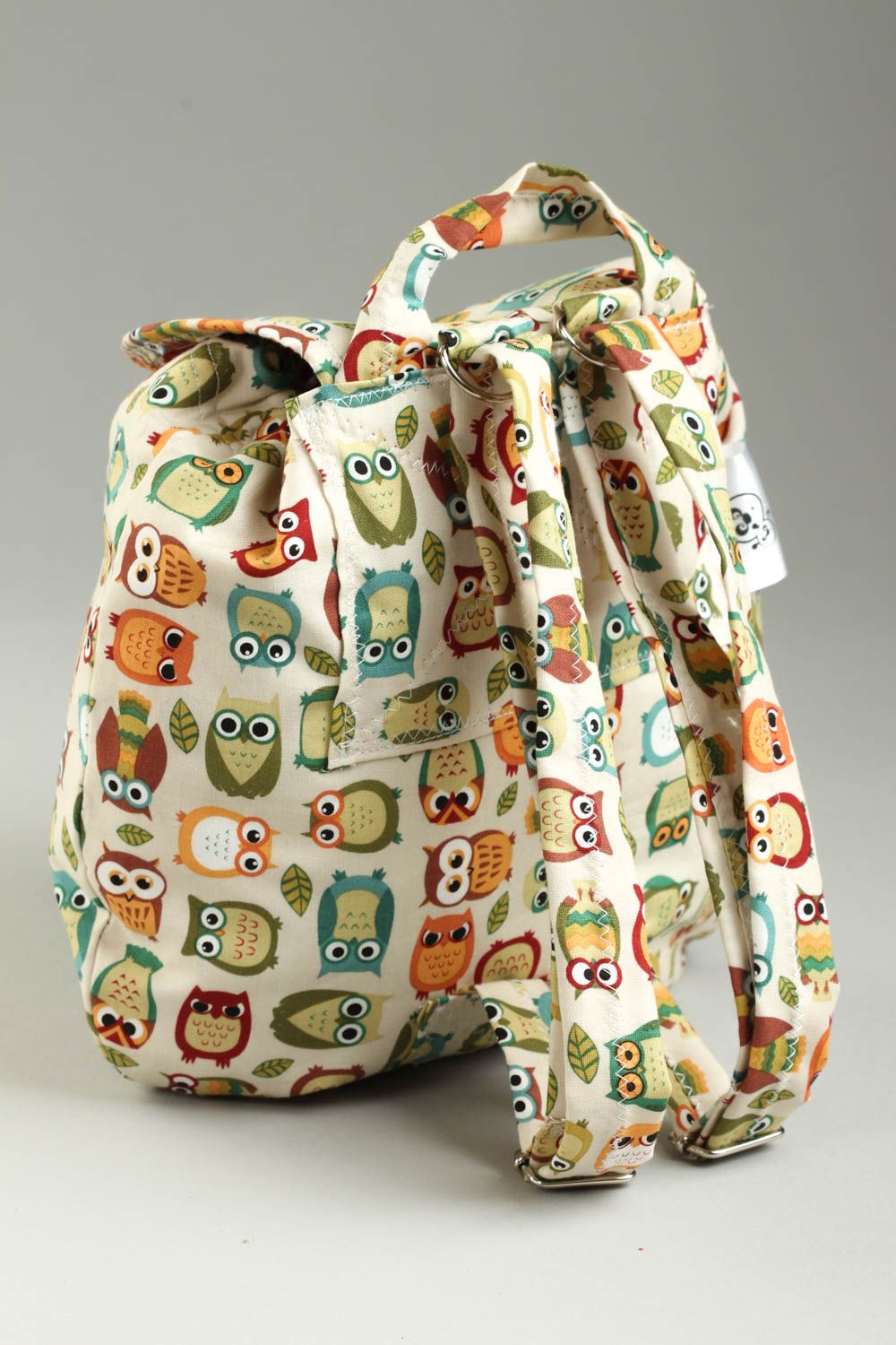 Сумка ручной работы рюкзак детский маленький текстильный рюкзак с совами фото 3