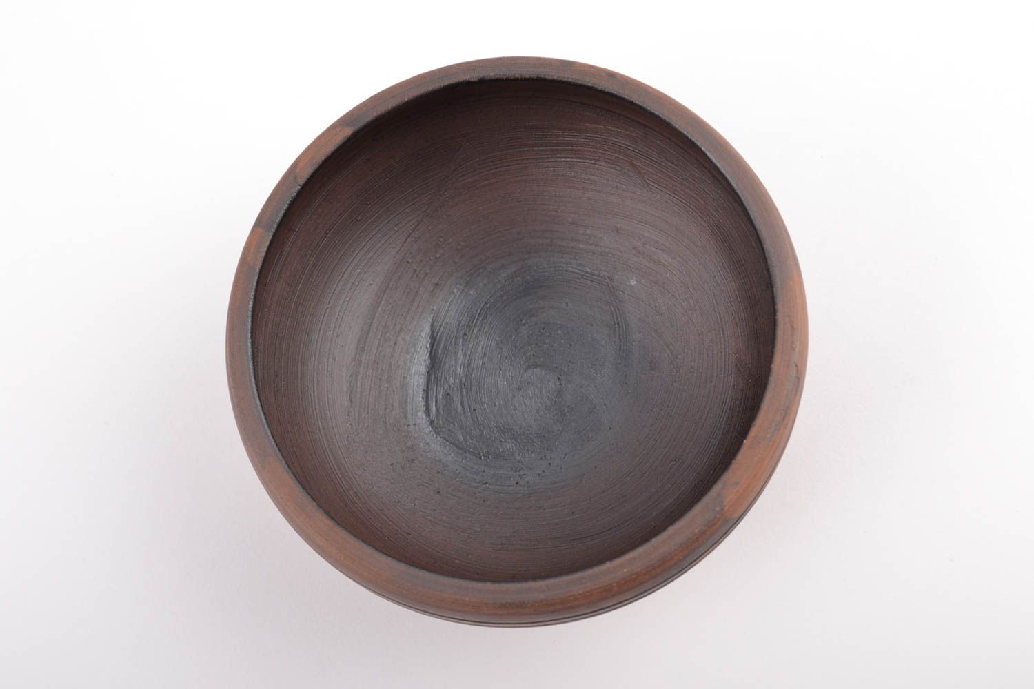 Small handmade brown clay bowl 500 ml ceramic soup plate photo 3