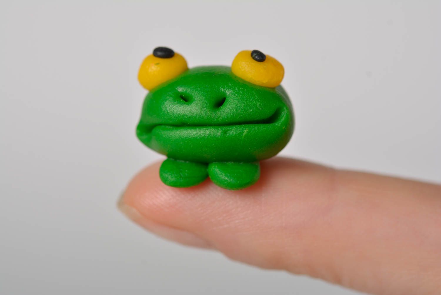 Polymer clay figurine ceramic frog statuette handmade interior decoration photo 4