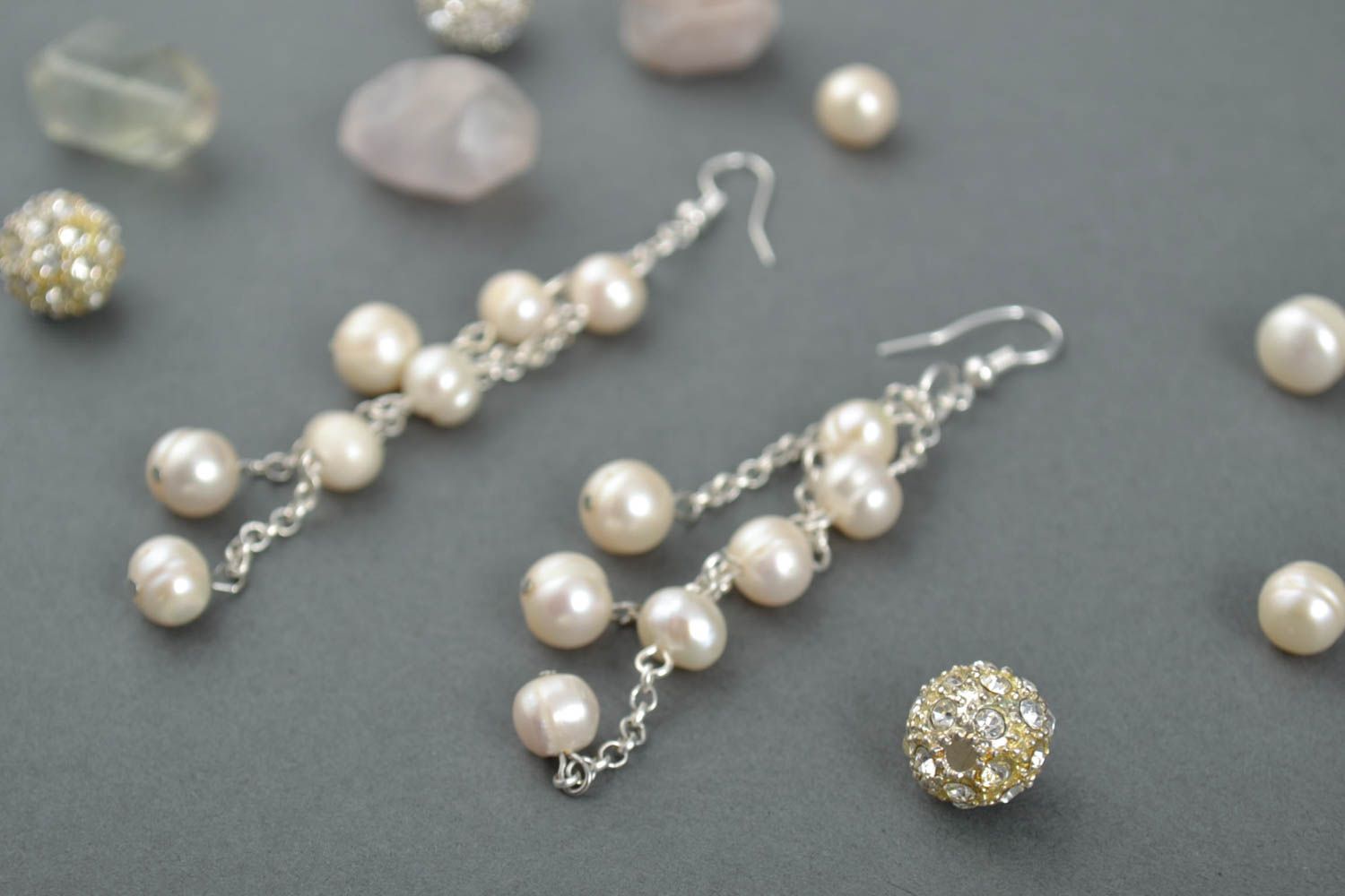 Dangling earrings handmade pearl jewelry long earrings fashion accessories photo 1