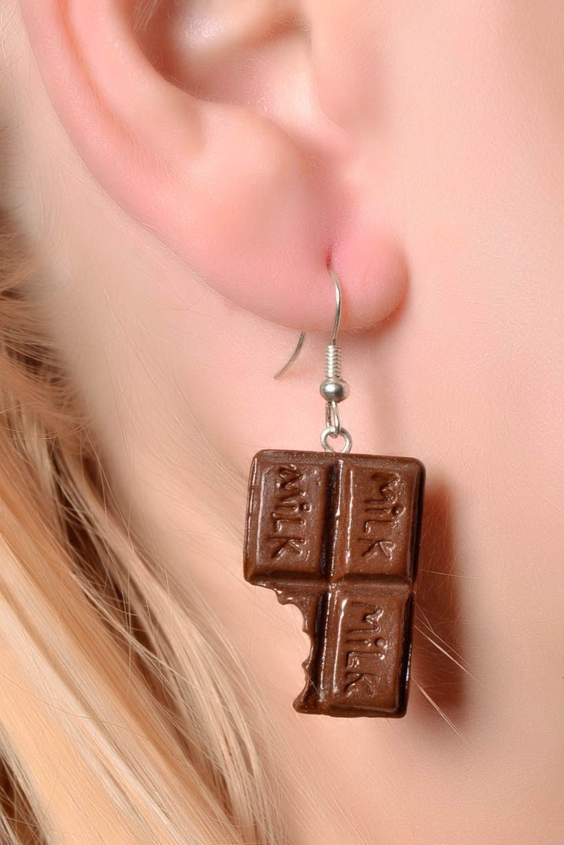 Boucles d'oreilles pendantes Chocolats fait main photo 5