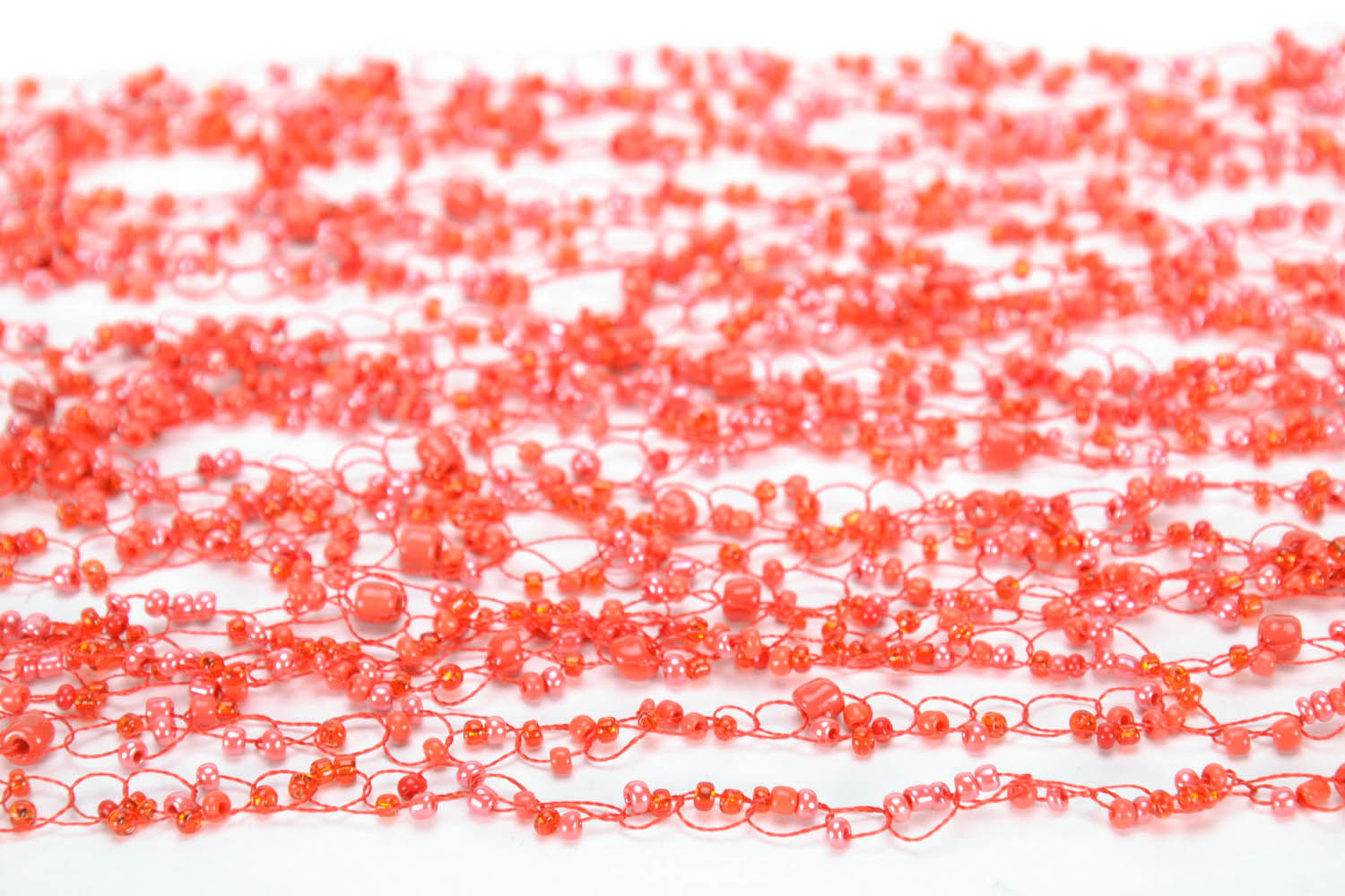 Collier rouge en perles de rocaille Corail photo 2