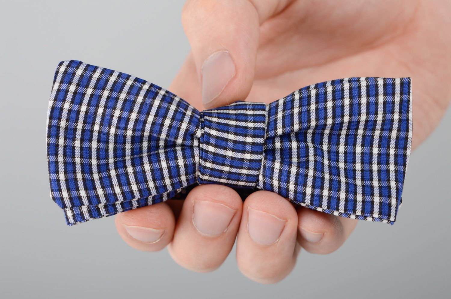 Checkered fabric bow tie photo 3