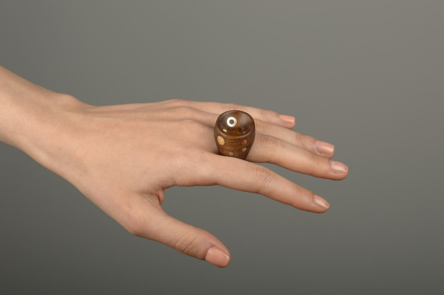 Ring Geschenk handmade Schmuck Modeschmuck Ring Accessoire für Frauen aus Holz foto 1