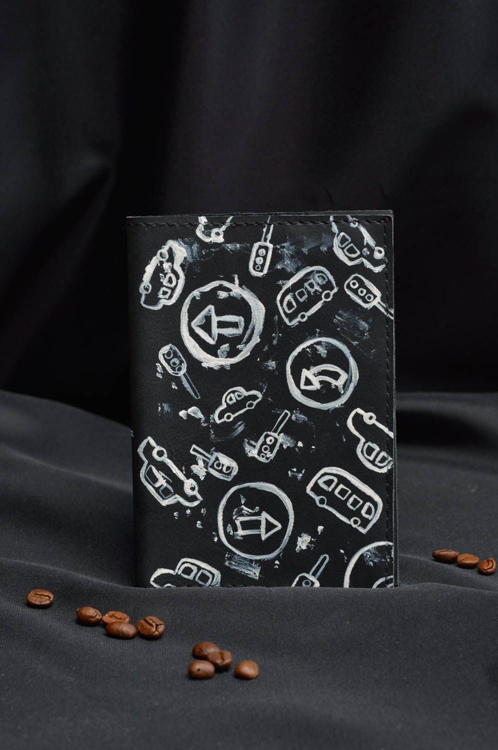 Handmade Ausweis Schutzhülle Leder Accessoire Führerschein Tasche schwarz  foto 1