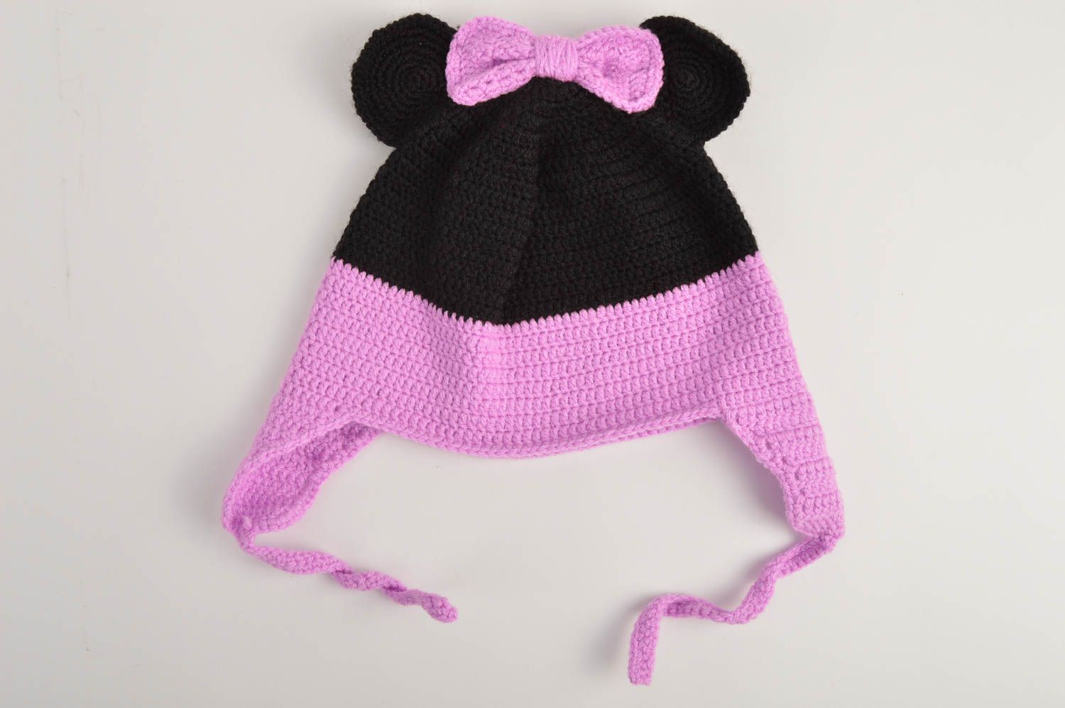 Bonnet tricot fait main Chapeau au crochet Vêtement enfant crochet noeud photo 3