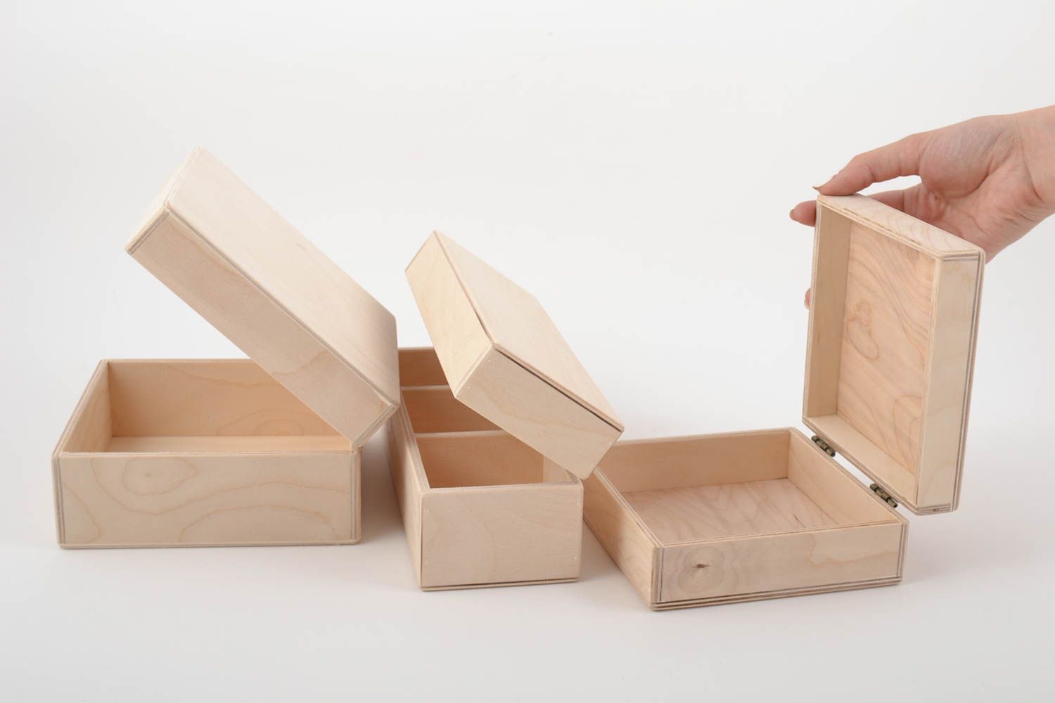 Piezas en blanco para creatividad artesanales cajas de madera 3 piezas  foto 5
