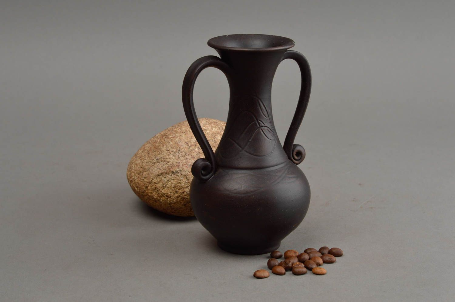 Jolie cruche en céramique avec anses miniature faite main décorative 100 ml photo 1