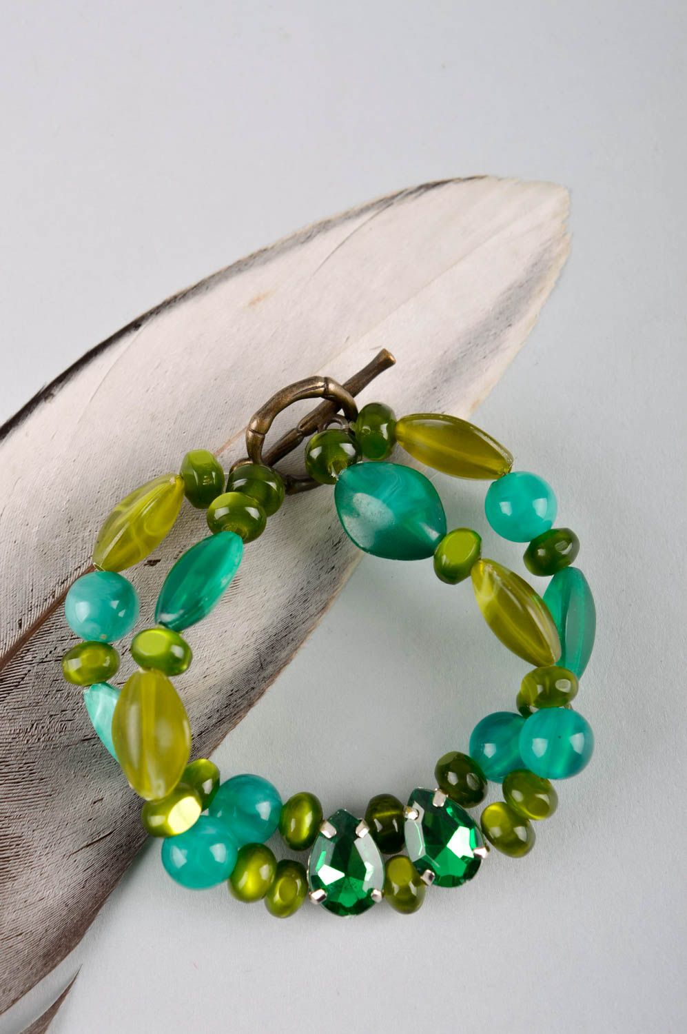 Симпатичный браслет из бусин handmade модный браслет зеленый модная бижутерия фото 1