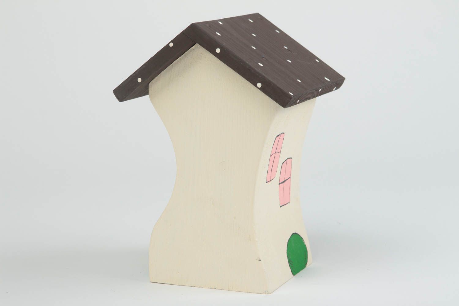 Figura artesanal con forma de casa de madera regalo original decoración de casa foto 3