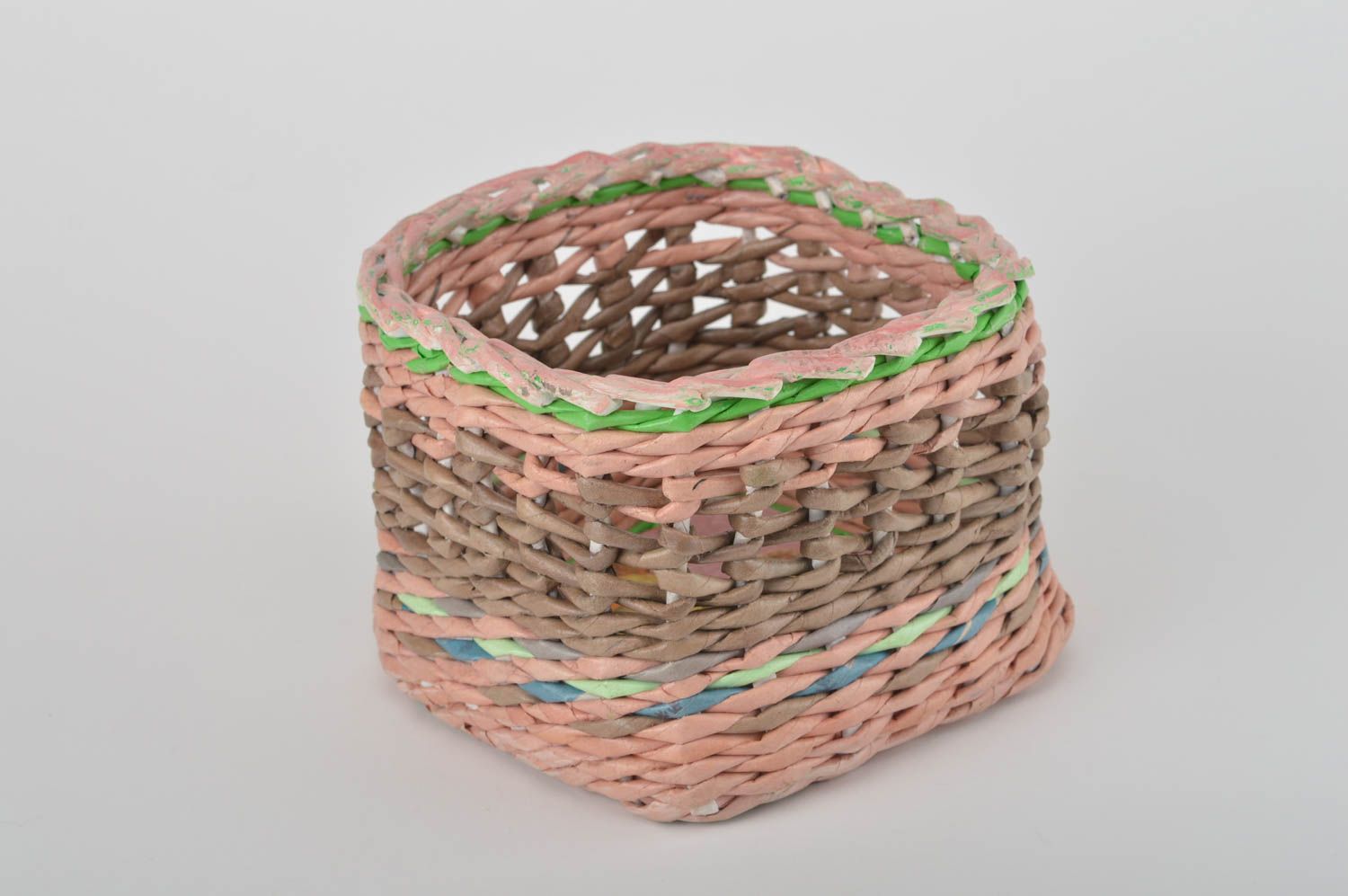 Handmade decorative basket woven paper basket stylish home decor ideas photo 2