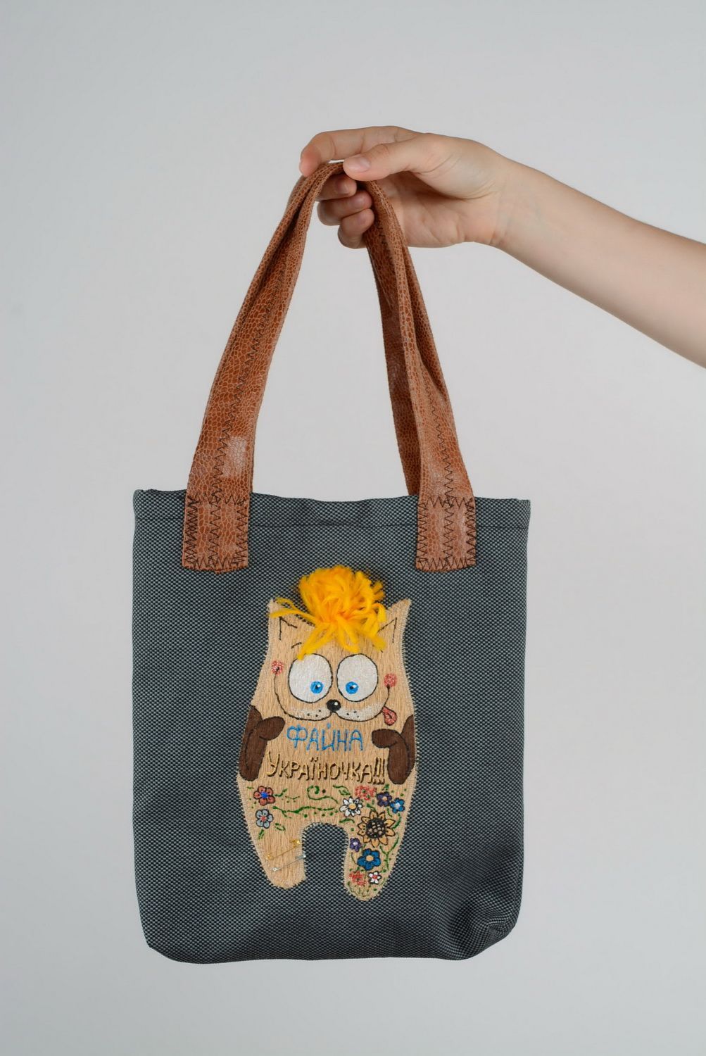 Textil-Tasche mit Katzenprint foto 2