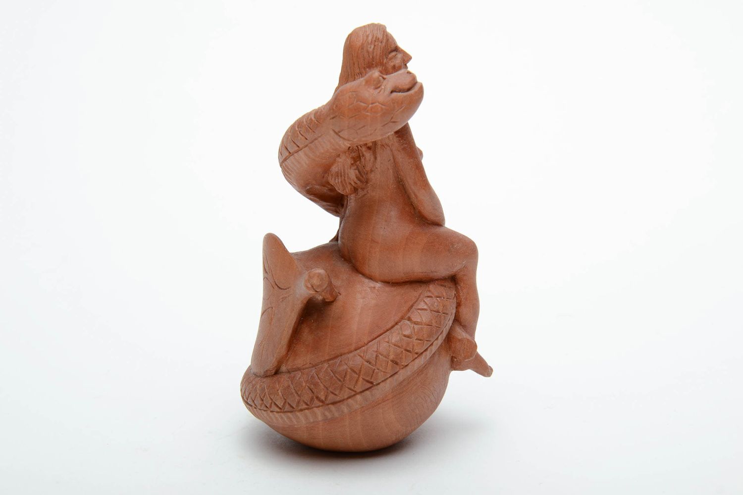 Unusual wooden statuette The Serpent Tempter photo 3
