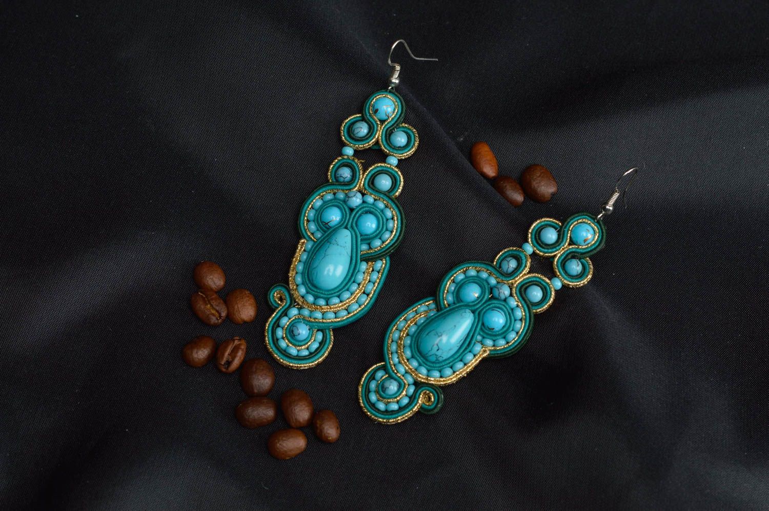 Soutachee earrings handmade accessory designer jewelry soutache jewelry photo 1