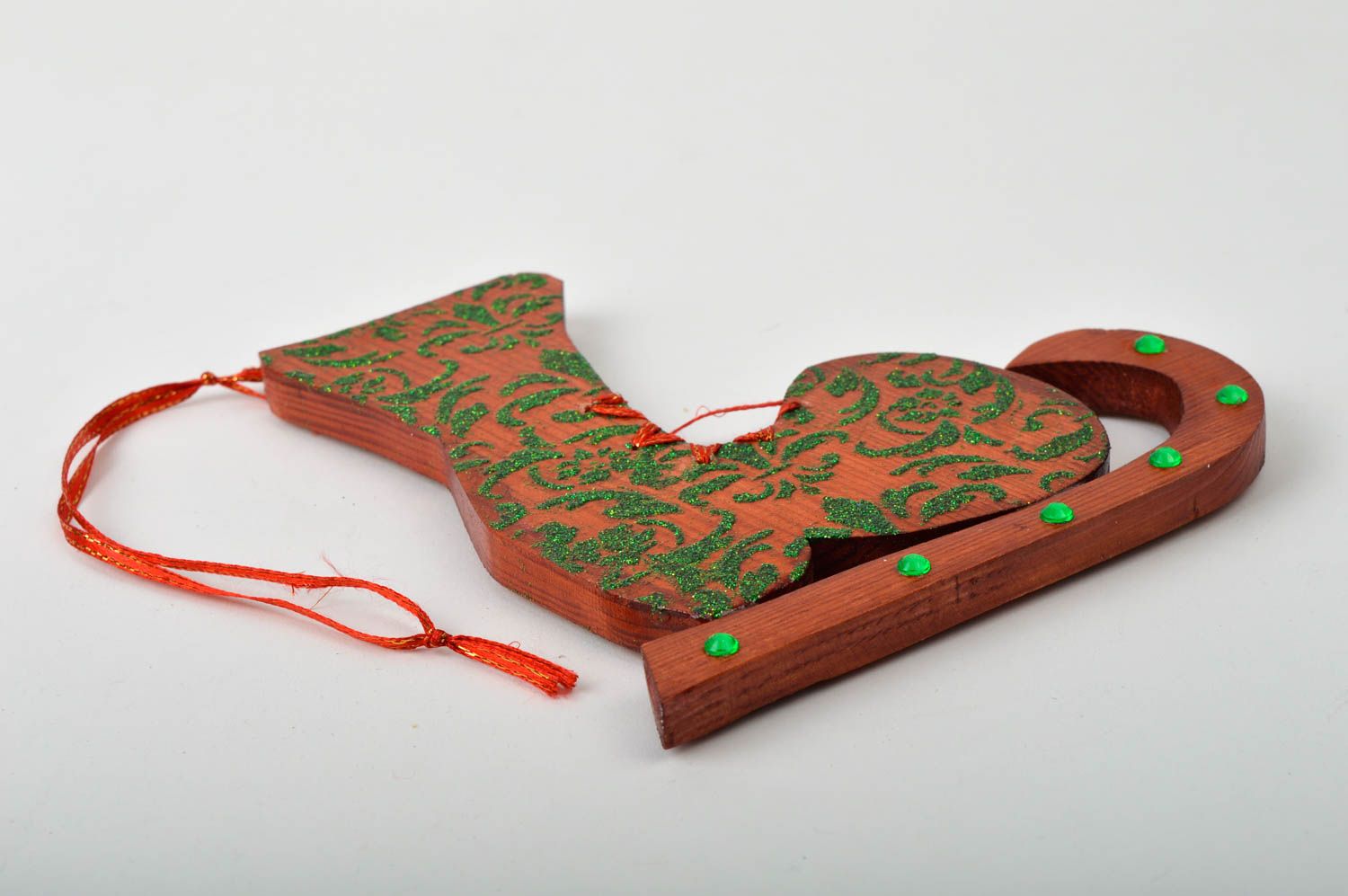 Decoración de Navidad hecha a mano Patín regalo original juguete de madera foto 5