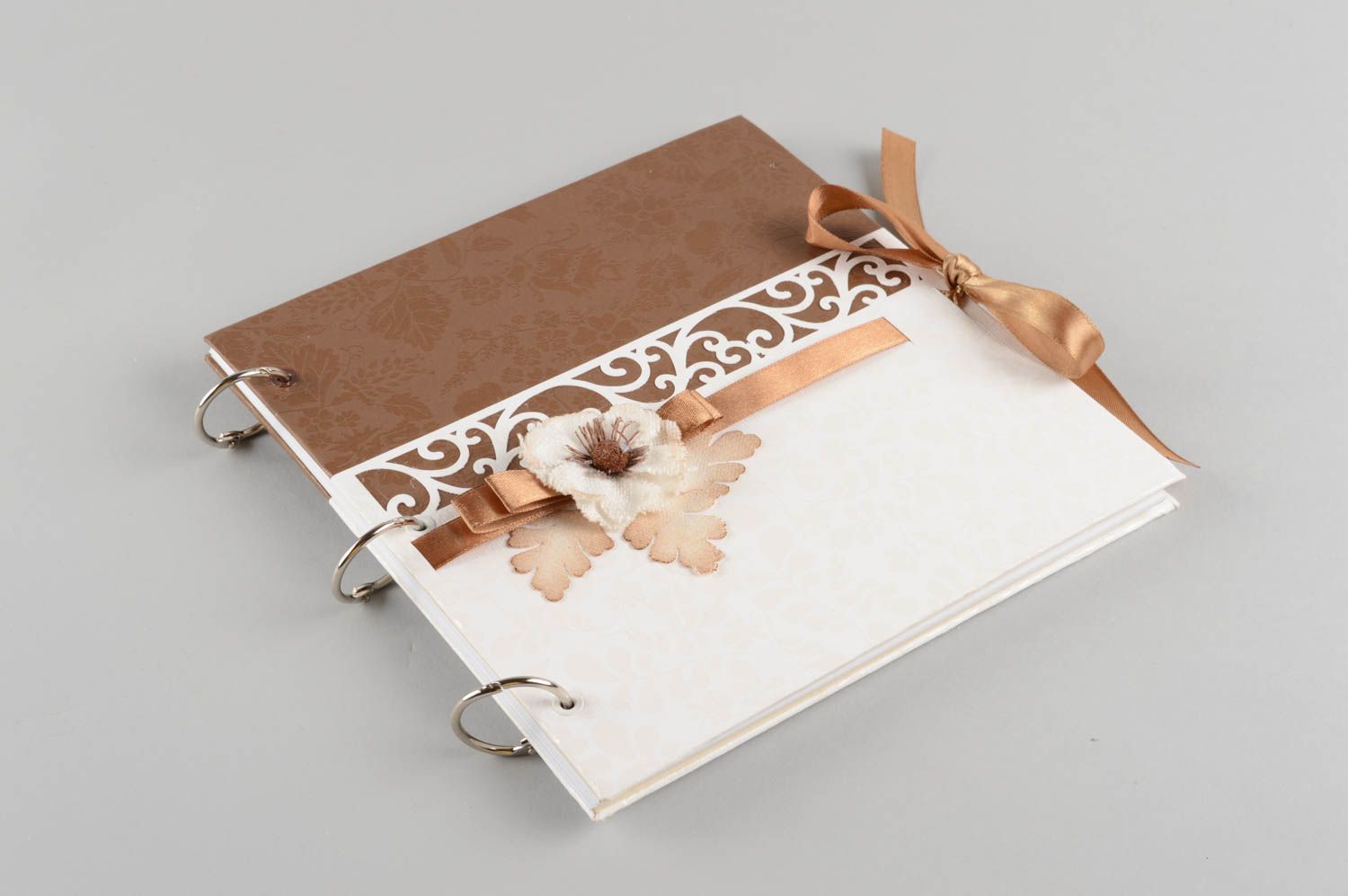 Libro de firmas en técnica de scrapbooking artesanal original bonito Chocolate  foto 2