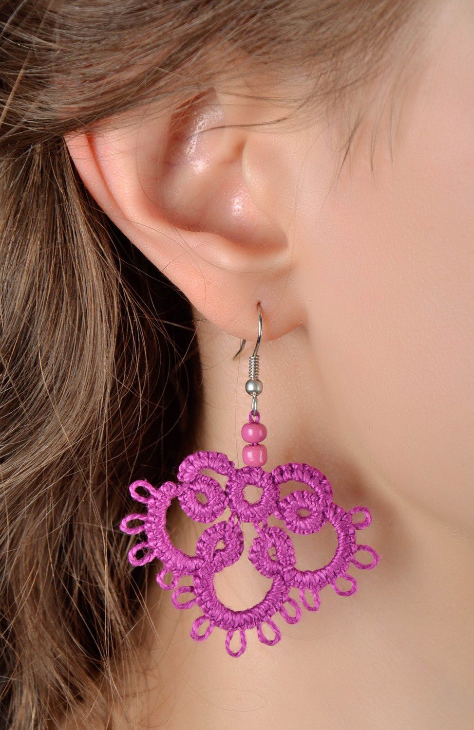 Handmade lace earrings photo 4