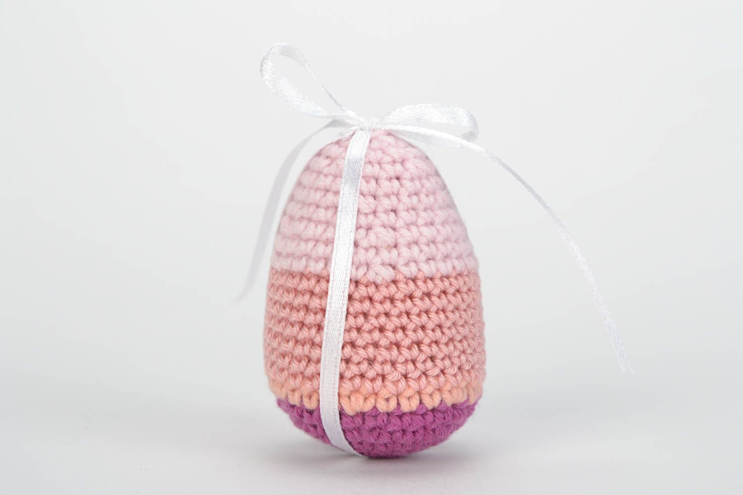 Handmade colorful soft Easter egg crocheted of cotton and wool photo 3
