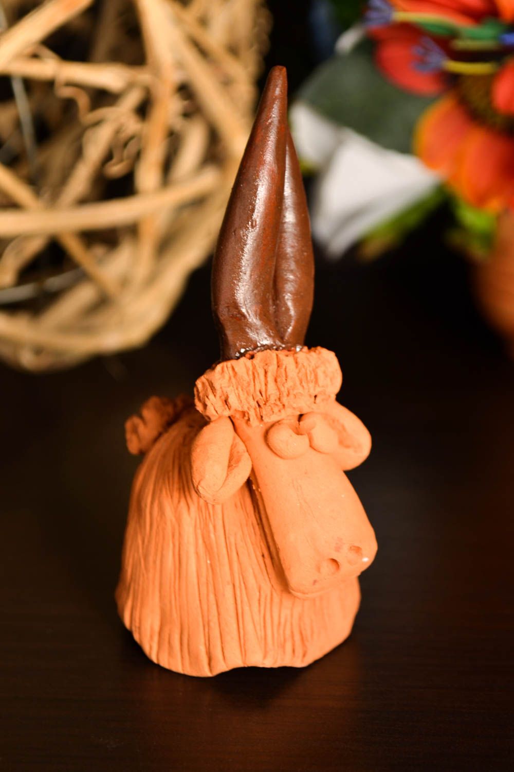 Игрушка из глины ручной работы фигурка животного статуэтка для декора козлик фото 1
