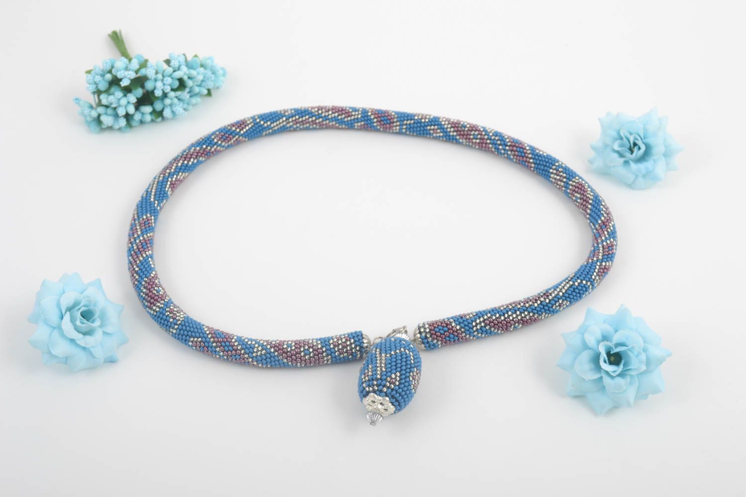 Handmade beaded stylish necklace elegant female jewelry Eastern style necklace photo 1