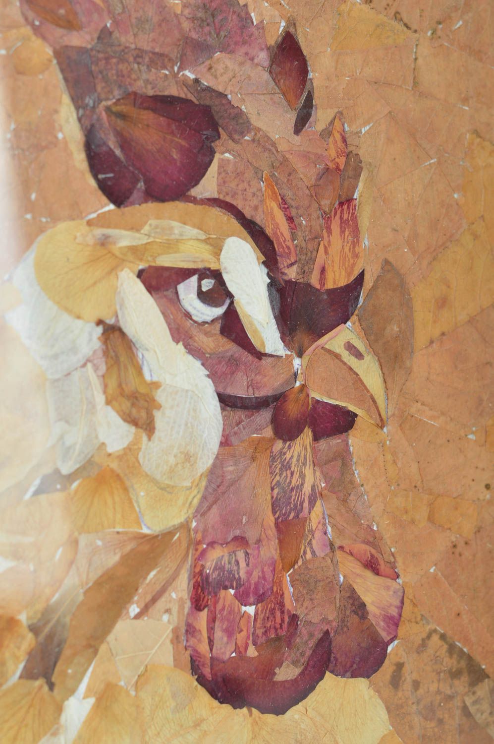 Tableau mural décoratif encadré en matériaux naturels fait main original Coq photo 4
