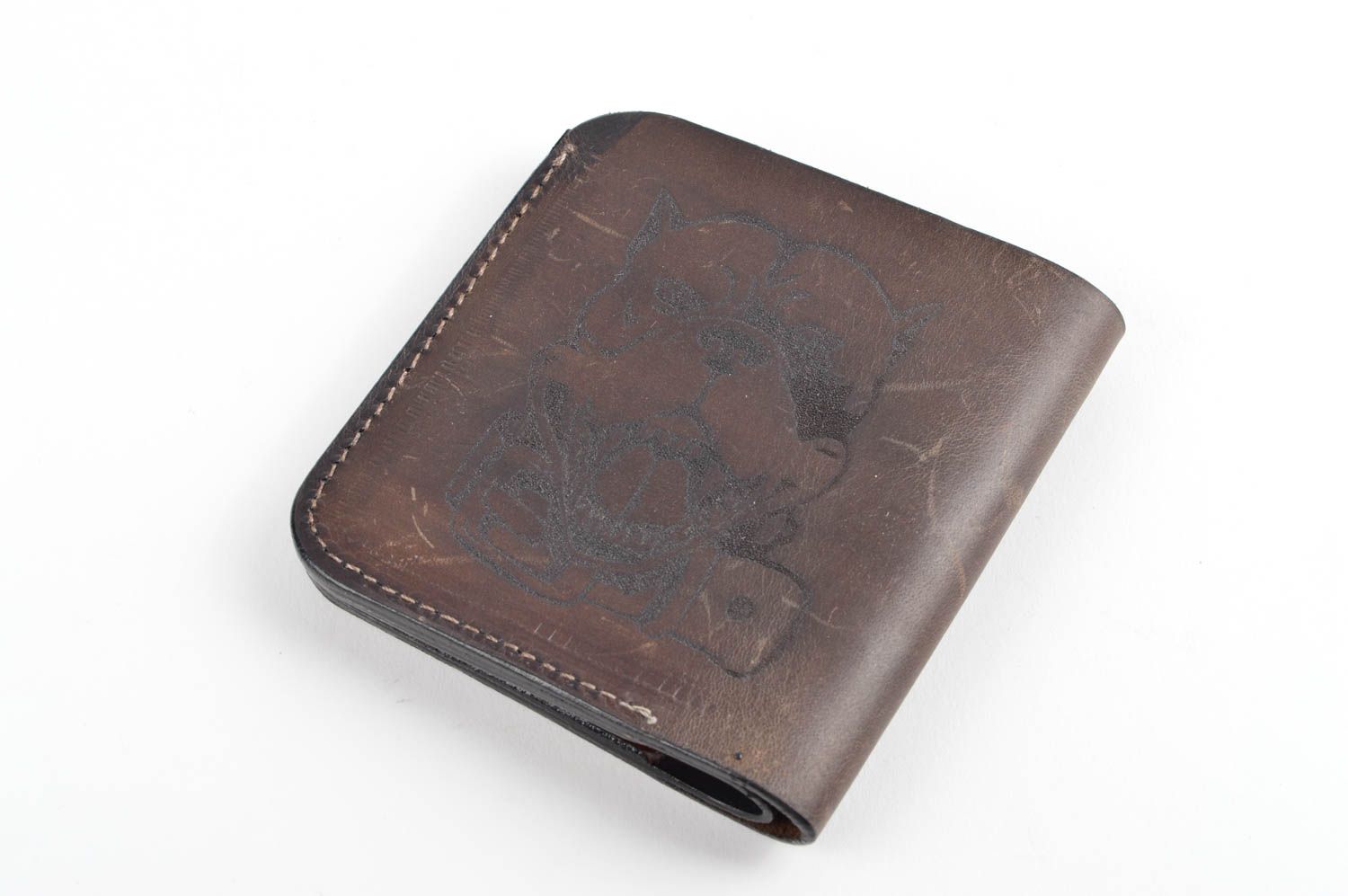 Billetera para hombre artesanal marrón accesorio de cuero regalo original  foto 1