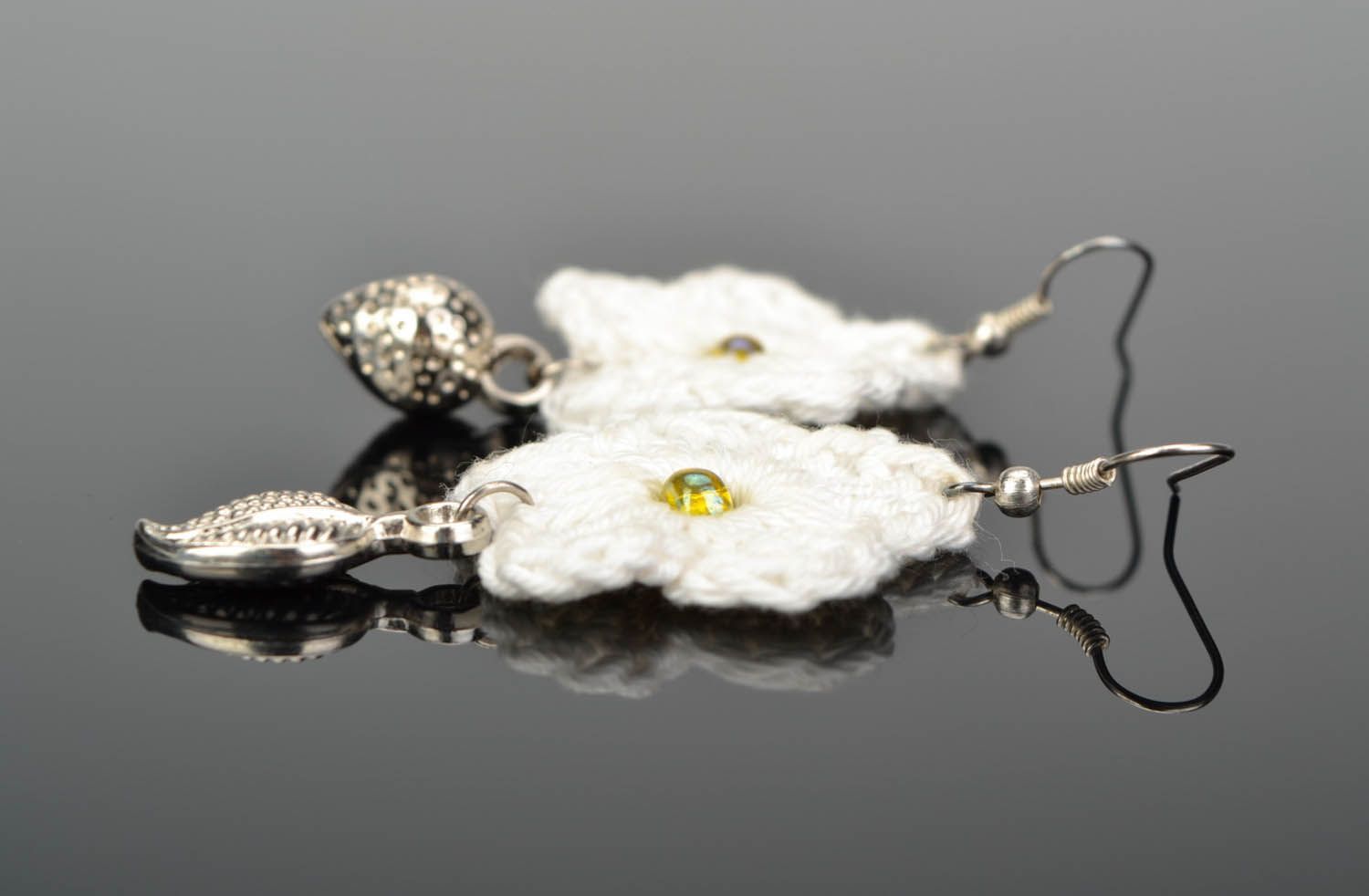 Crocheted earrings with pendants  photo 1