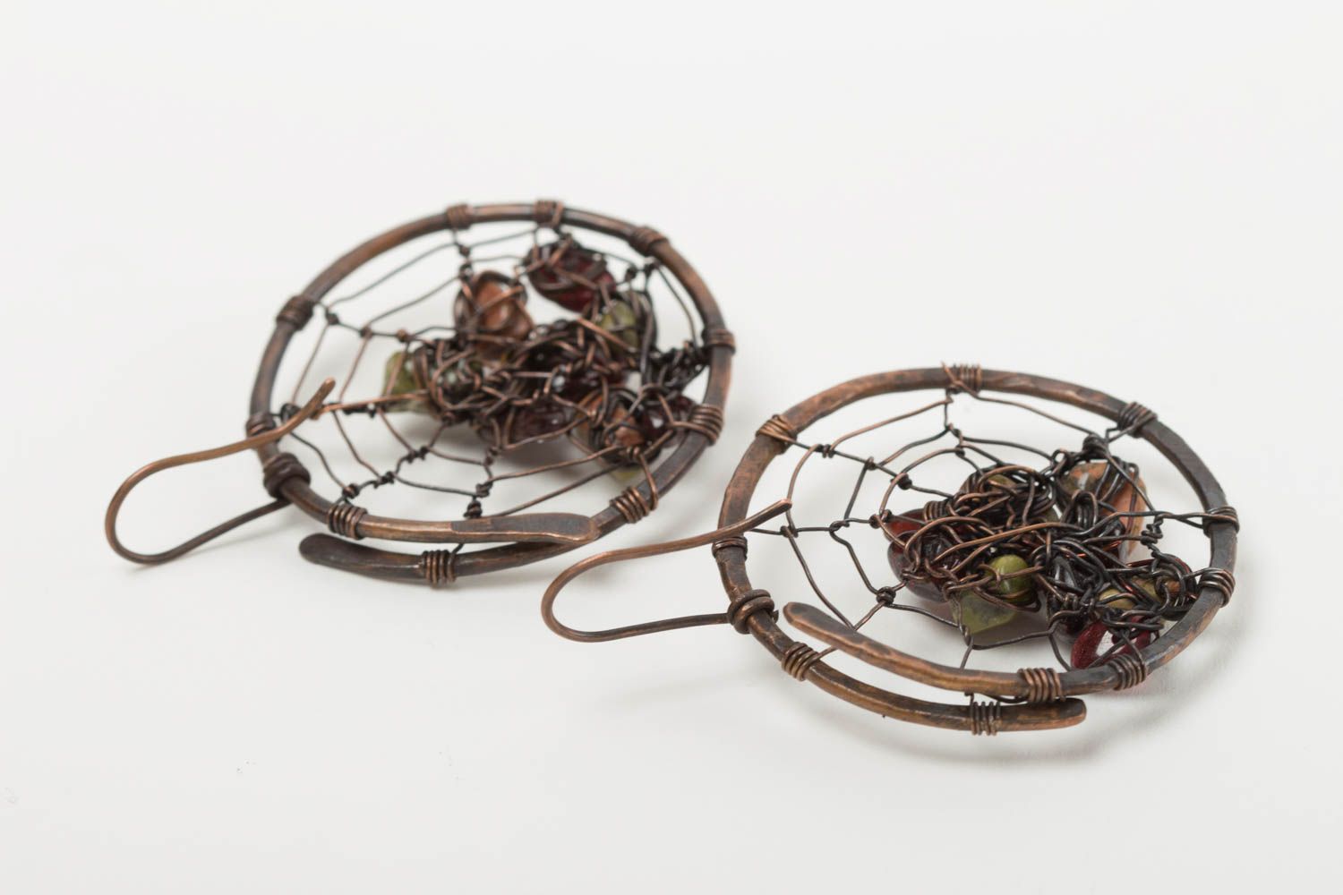 Runde Kupfer Ohrringe handmade ungewöhnliche Ohrringe Schmuck aus Metall schön foto 4
