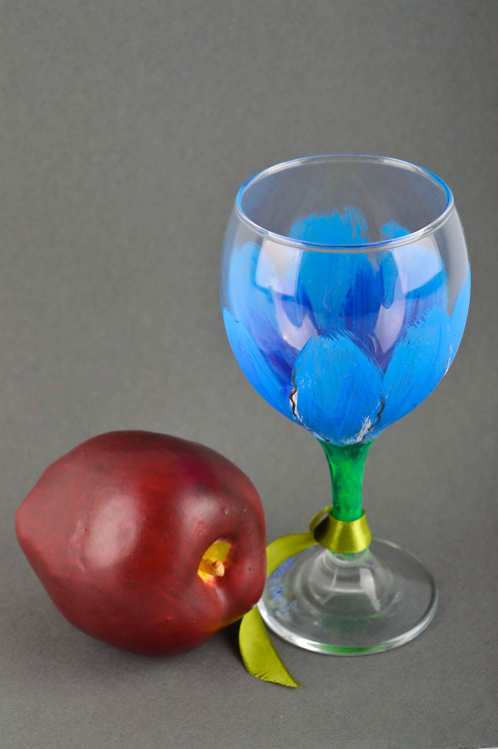 Verre à vin fait main Vaisselle design avec peinture Fleur Art de table photo 1