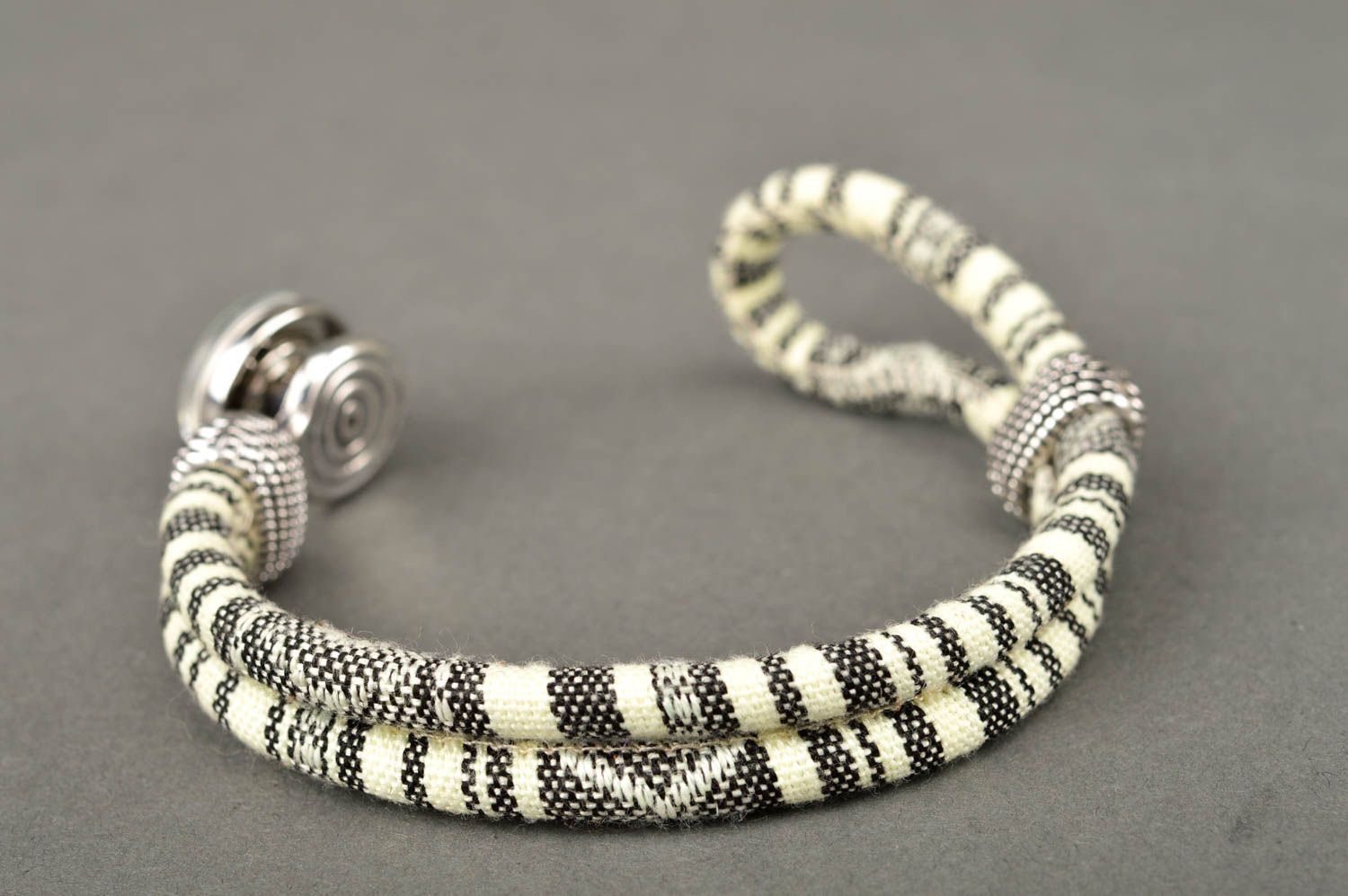 Textile bracelet handmade fabric accessory for women stylish jewelry for girls photo 4