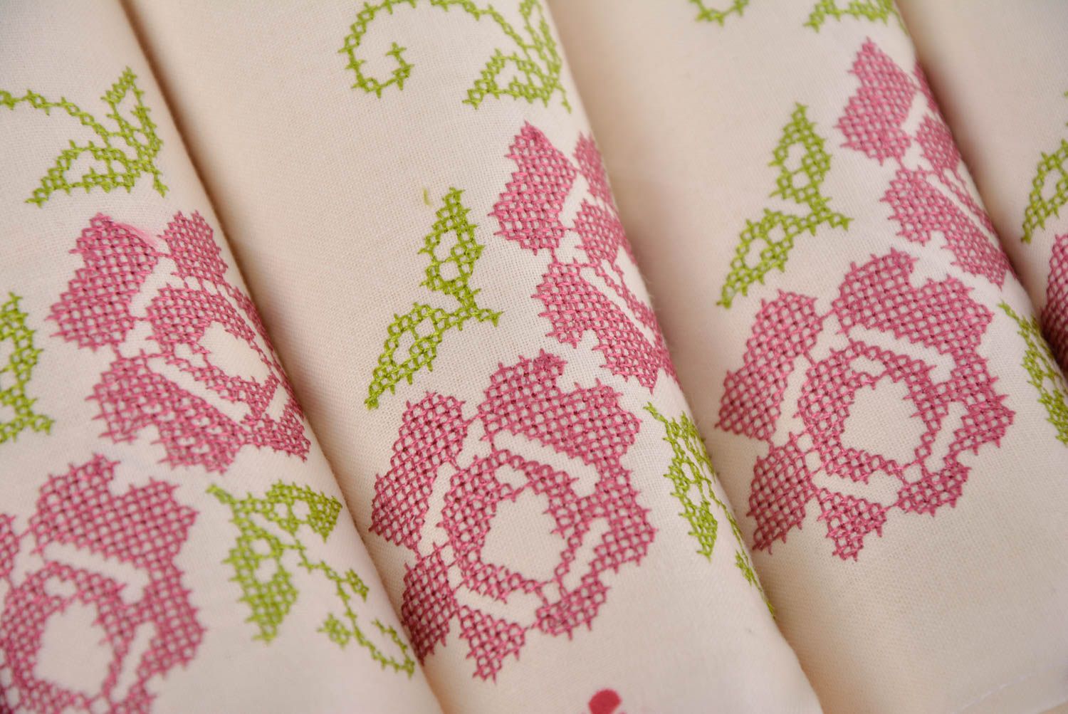 Ensemble de 6 serviettes de table en coton faites main à motif floral originales photo 3