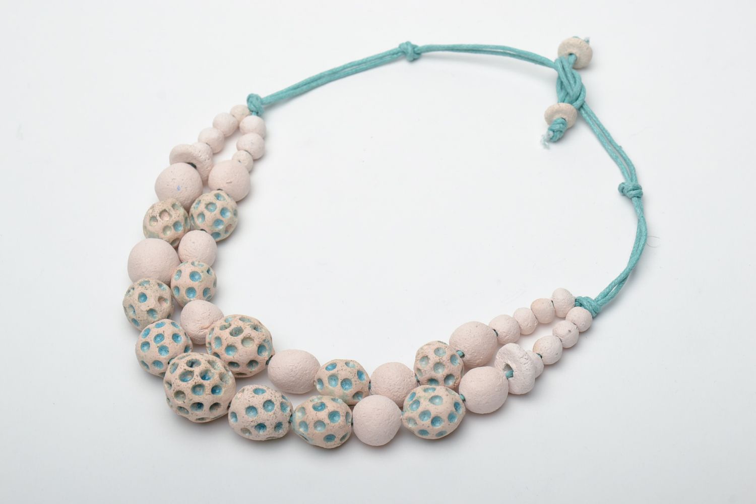 Multi-row ceramic bead necklace photo 2