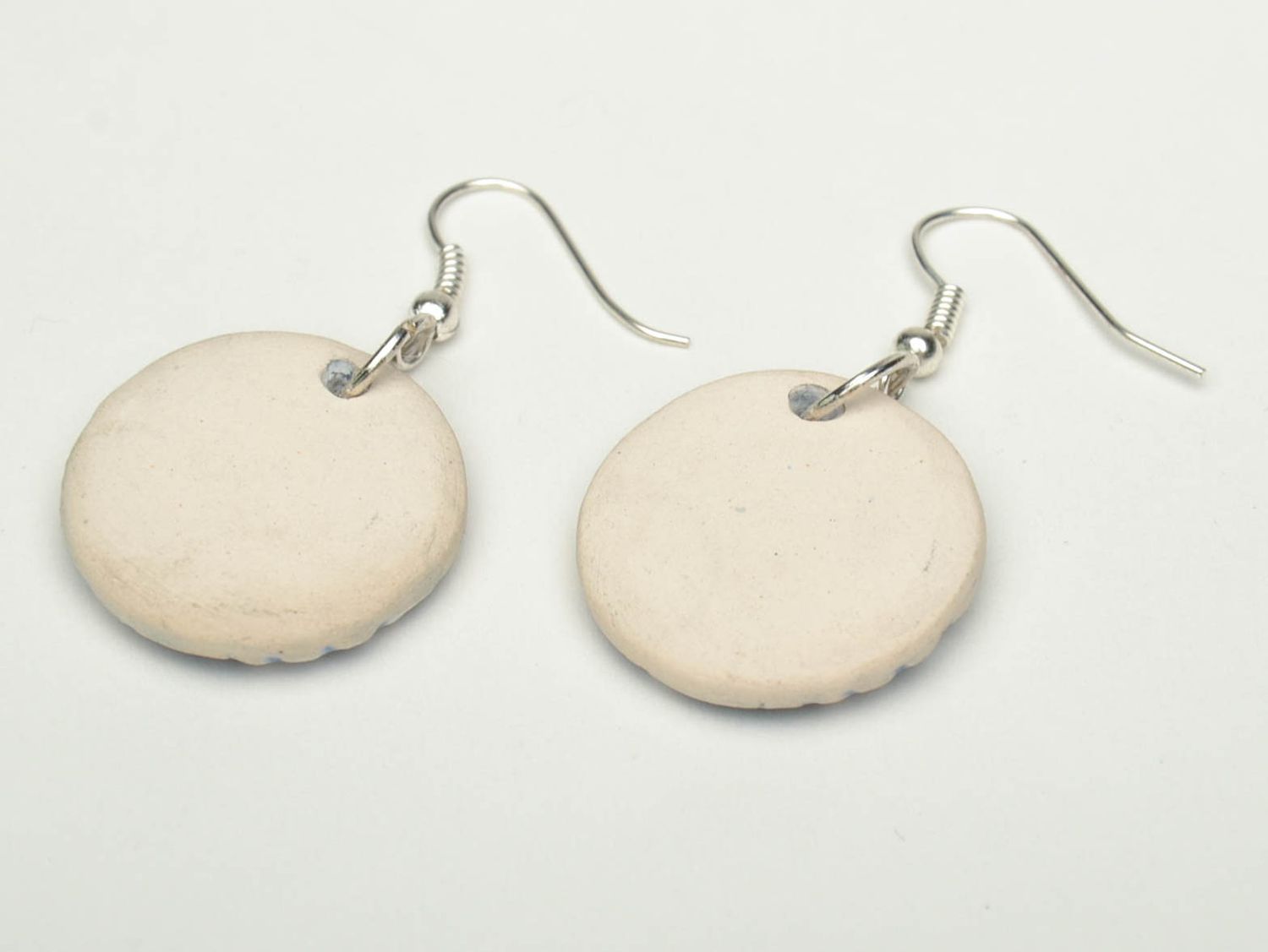 Ceramic earrings painted with enamels Blue Frost photo 4