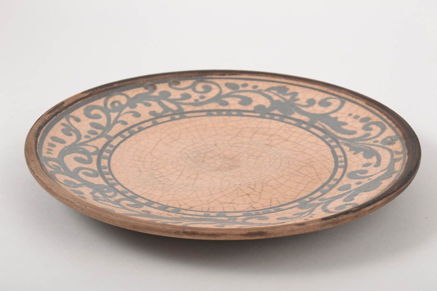 Керамическая тарелка ручной работы глиняная посуда расписная тарелка Узоры фото 3