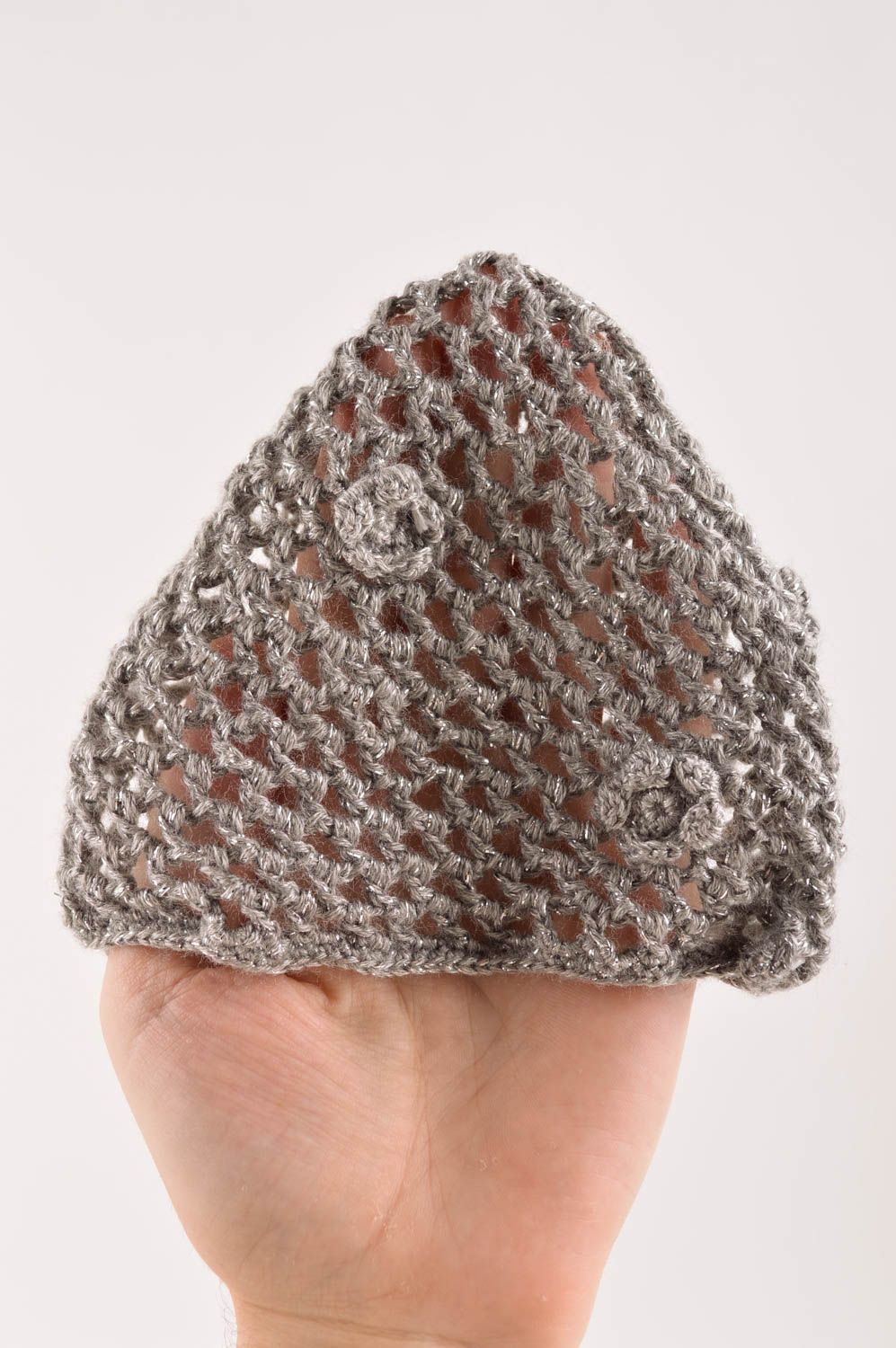 Chapeau tricoté fait main Bonnet enfant tricot Vêtement pour enfant gris photo 3