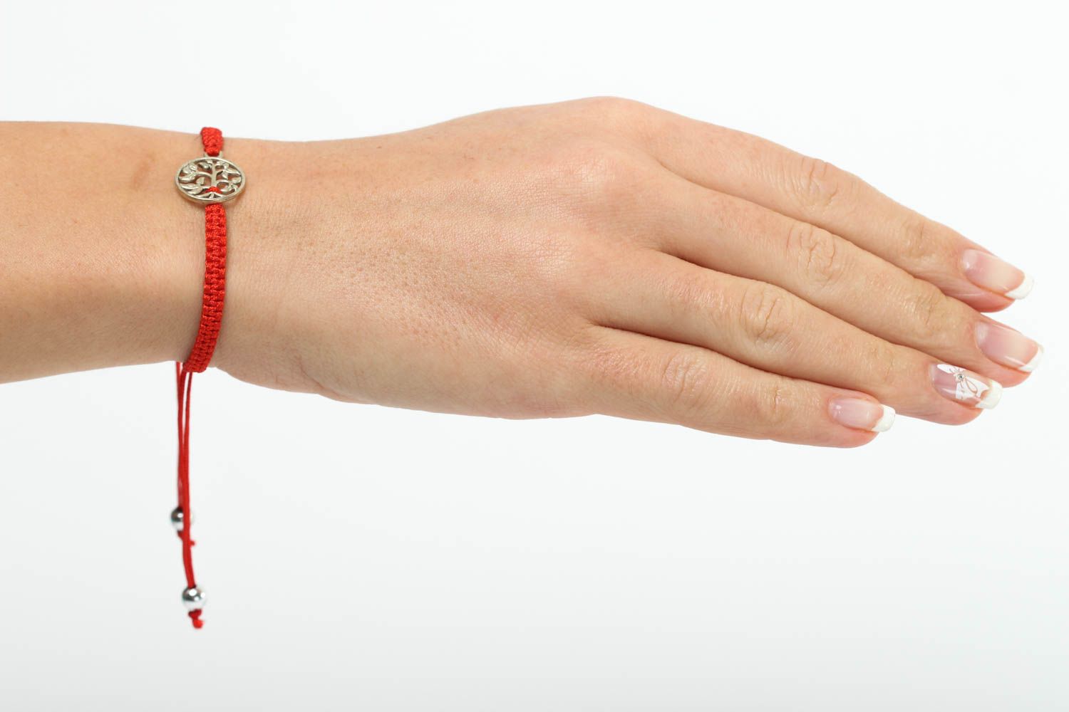 Bracelet textile Bijou fait main rouge design de mode Accessoire femme original photo 5