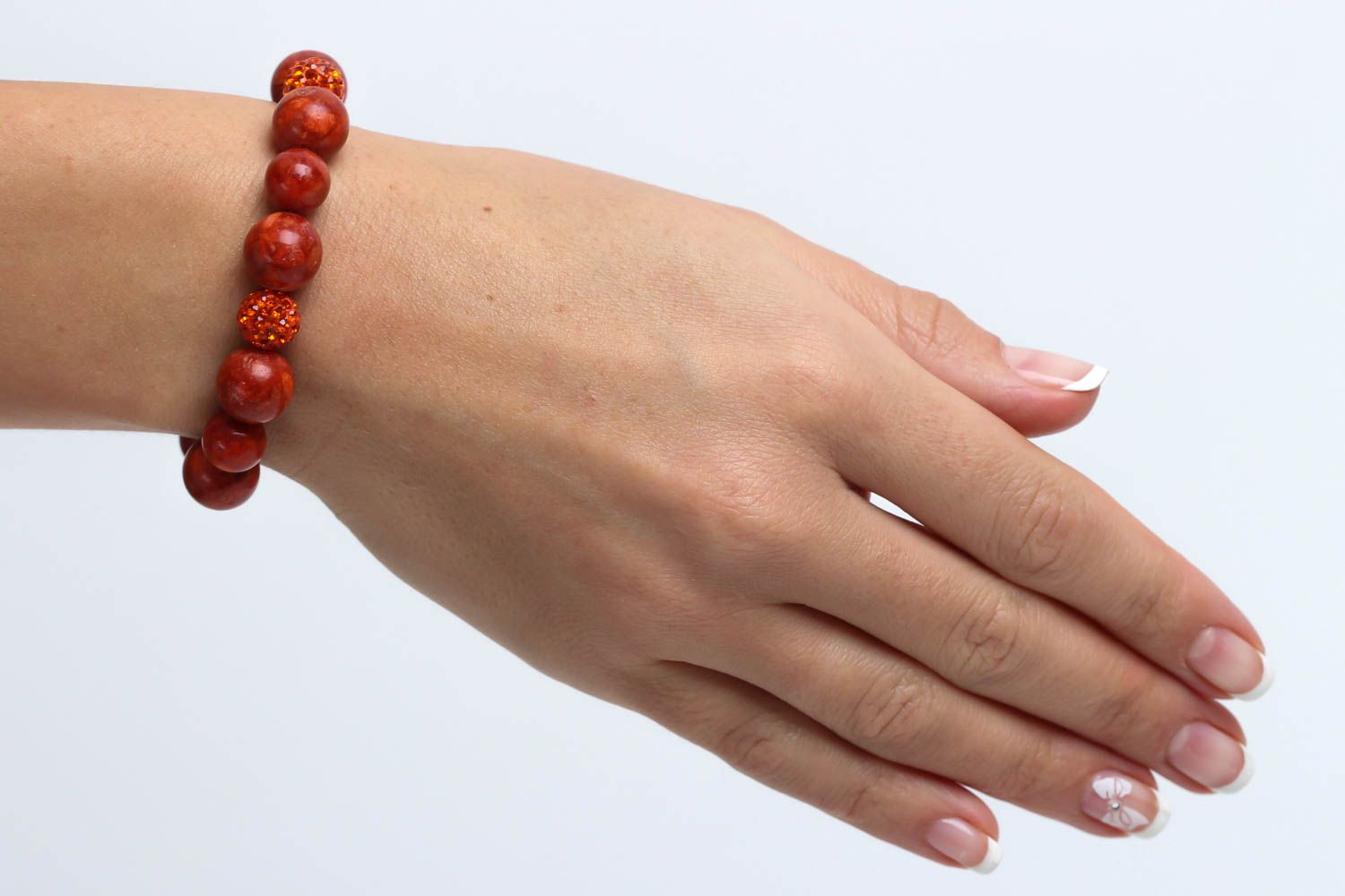 Bracelet en corail Bijou fait main rouge avec perles fantaisie Cadeau femme  photo 5
