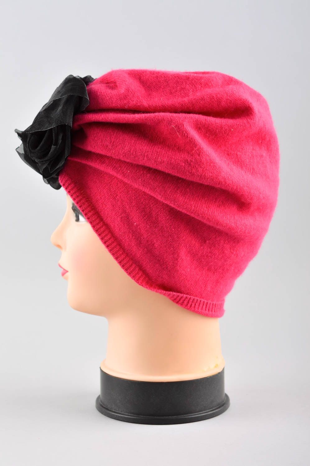 Mütze aus Filzwolle handgemachte Mütze modisches Accessoire Mütze Damen rosa foto 2