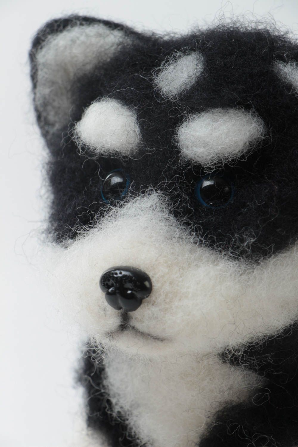 Children's nice handmade felted wool toy dog Husky beautiful collectible photo 3